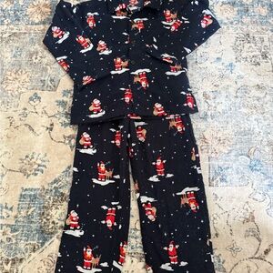 Old Navy Santa Print Kids Pajama Set - Navy